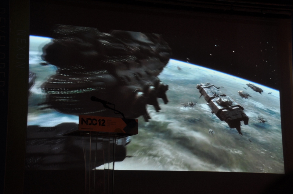 【NDC 2012】自分の決断した行動がその後のゲーム内部に影響する「EVE Online」とPS3「Dust 514」1つの世界で共存する計画とはの画像