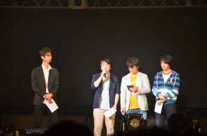 写真左から、河野氏、チェ・ジョンオ氏、<br />
通訳をはさみ、チョン・ジュンミョン氏