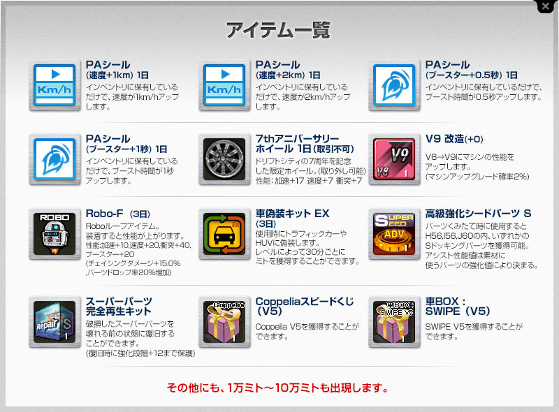 「ドリフトシティ・エボリューション」アップデート「SPEED EVOLUTION～Squall～」が実装！7周年記念イベントも開催の画像