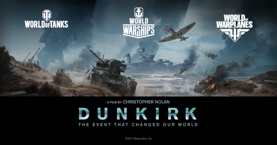 「Wargaming」ワーナー・ブラザースとの提携を発表―映画「ダンケルク」とのコラボレーションも決定の画像