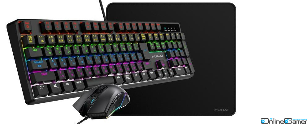 FUNAIブランドのキーボード・マウス・マウスパッドをセットにしたゲーミングスターターキット「FSK-3G350」が9月上旬に発売の画像