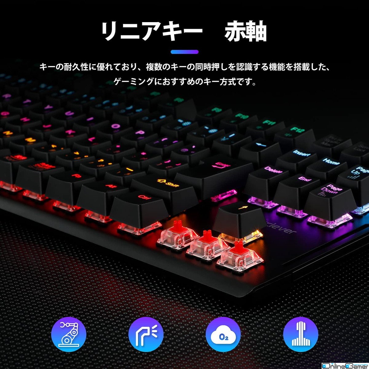 赤軸・日本語配列ゲーミングキーボードiClever「G01」のセールが実施―Amazonで本日までの画像