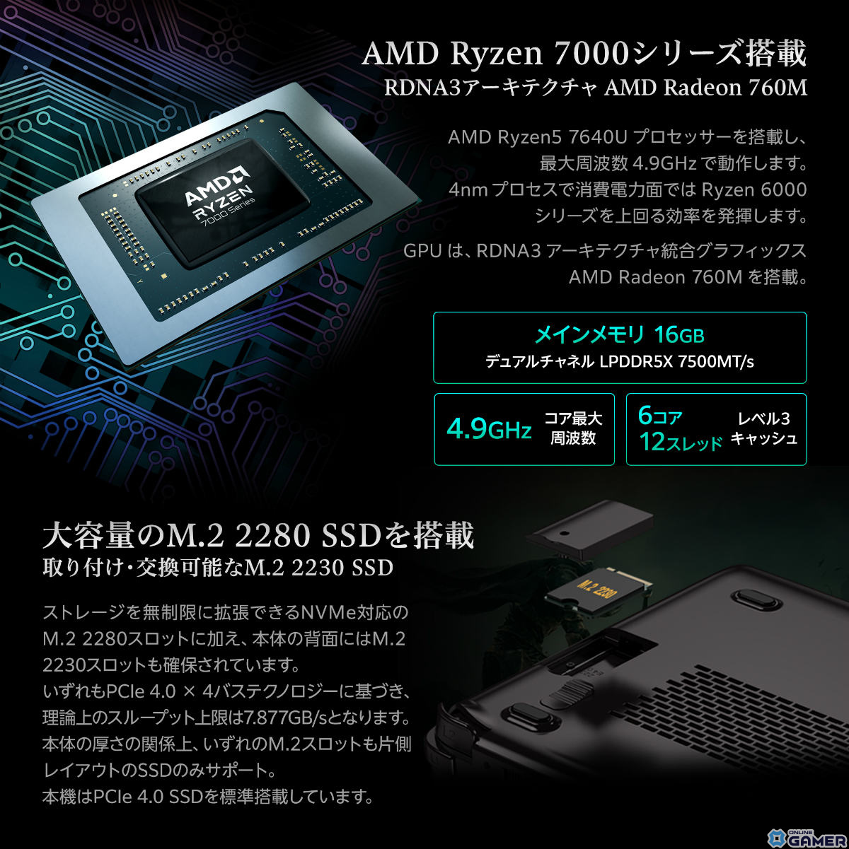 AMD Ryzen 7 7840Uを搭載した10.1インチポータブルゲーミングPC「GPD WIN Max 2 2023 国内正規版」の予約受付が開始！の画像