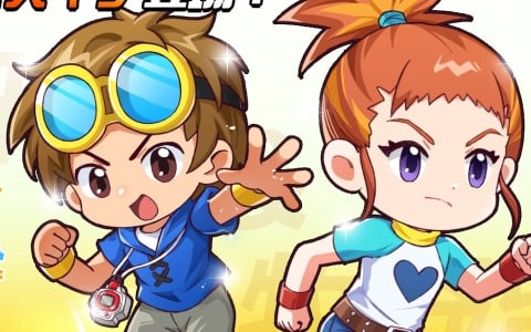 「キノコ伝説」でアニメ「デジモンテイマーズ」とのコラボが8月24日より開催！限定ペット「ギルモン」や「松田啓人＆牧野留姫」のスキンも登場