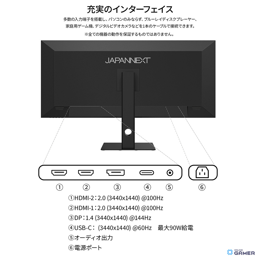 JAPANNEXT、144Hz対応＆UWQHD解像度の40型ウルトラワイドゲーミングモニター「JN-IPS401UWQHD144-C90W」を発売の画像