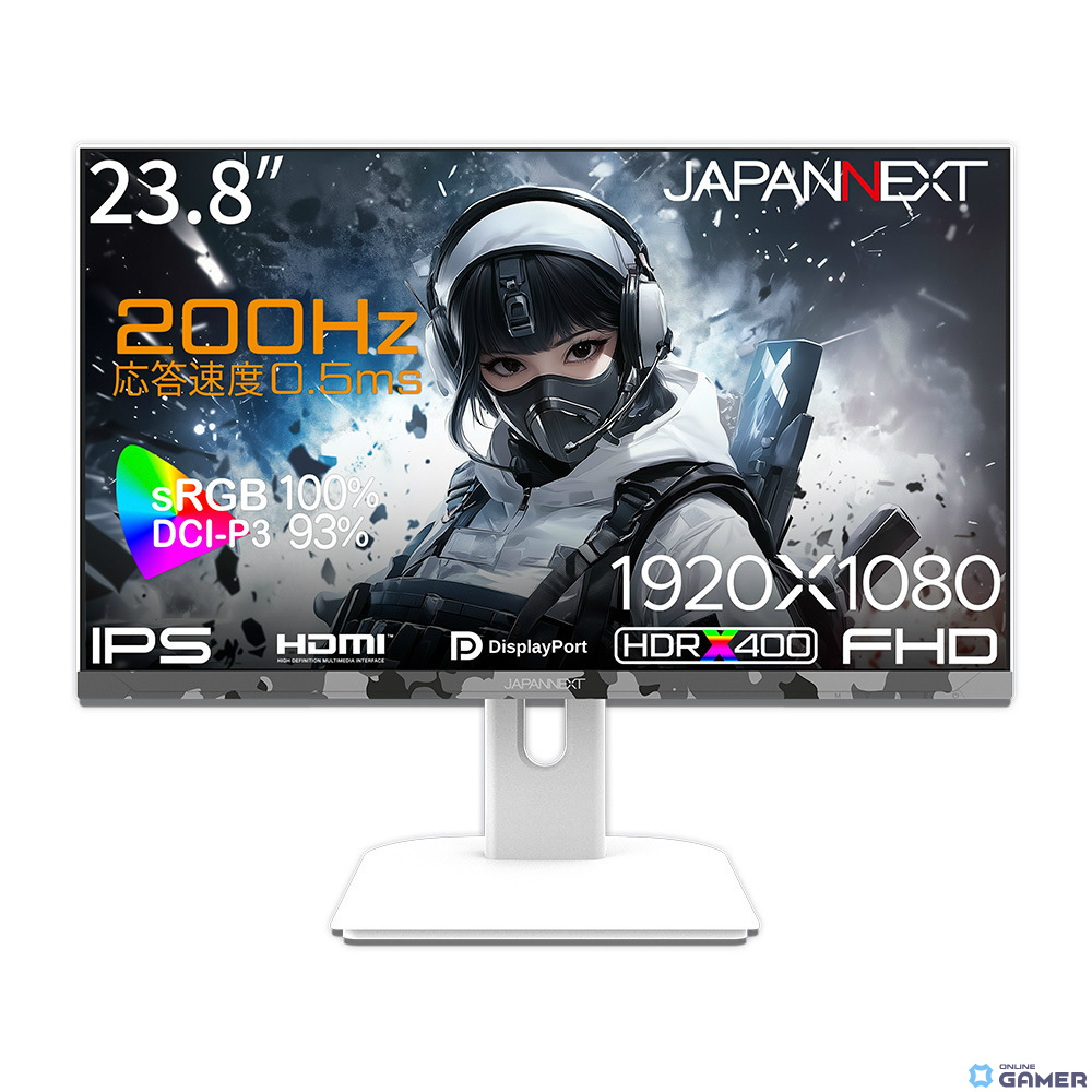 JAPANNEXTからカモフラージュ（迷彩柄）のゲーミングモニター「JN-IPS238G200F-Camo」が登場！2色展開でホワイトモデルもの画像