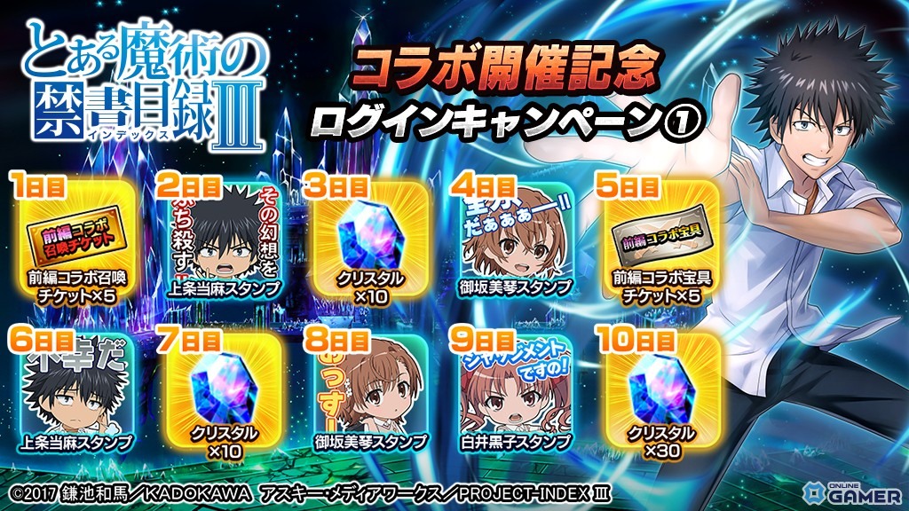 「グラサマ」×「とある魔術の禁書目録III」コラボ5月22日開始！上条当麻やインデックスがドットキャラで登場の画像