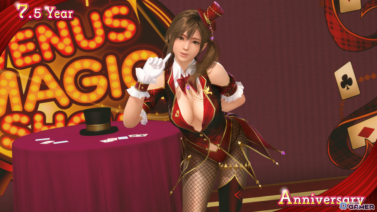「DEAD OR ALIVE XVV」7.5周年記念！最大100連無料アニバーサリーコーデガチャ＆新SSR水着「マジック・トリック・アワー」登場の画像