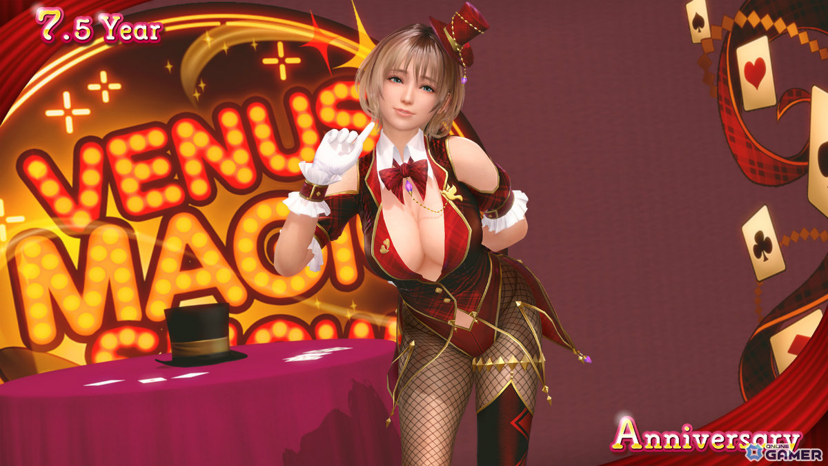 「DEAD OR ALIVE XVV」7.5周年記念！最大100連無料アニバーサリーコーデガチャ＆新SSR水着「マジック・トリック・アワー」登場の画像