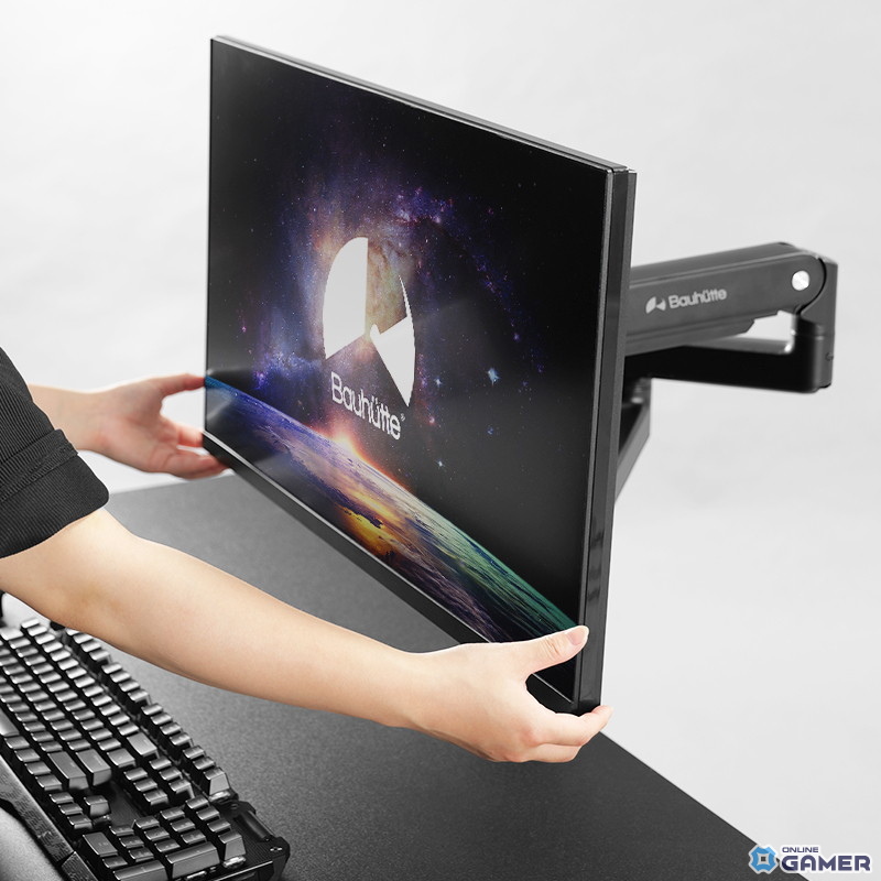 ゲーミングチェアで“寝たままゲーム”を実現！Bauhutteが76cmロングモニターアーム「BMA-1MS」を発売の画像