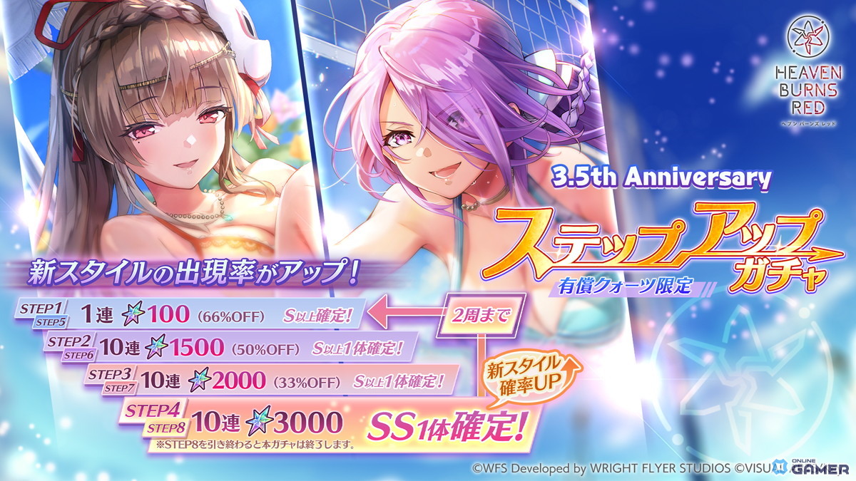 「ヘブバン」3.5thアニバーサリー第二弾!桐生美也&蔵里見が水着スタイルで登場の画像