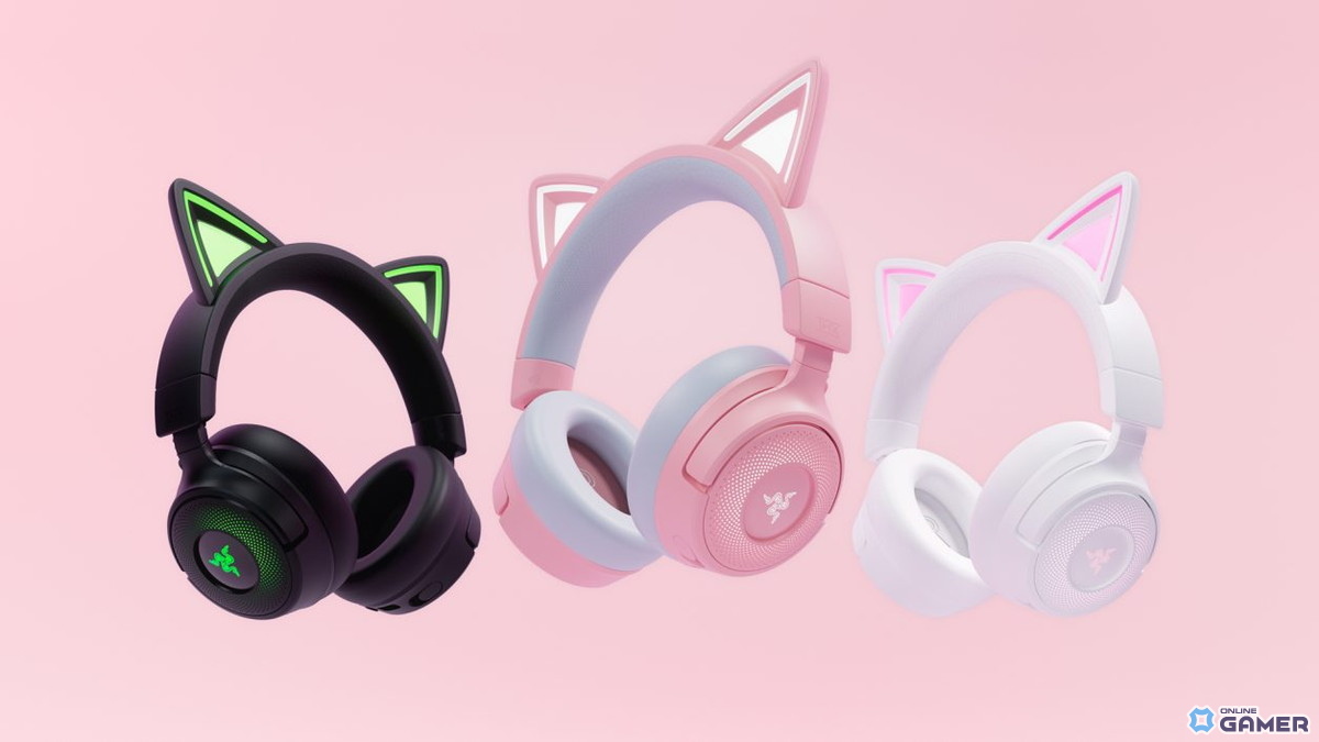 Razer「Kraken Kitty V3」シリーズ9月5日発売!ネコミミヘッドセットがブラック・ピンク・ホワイトで登場の画像