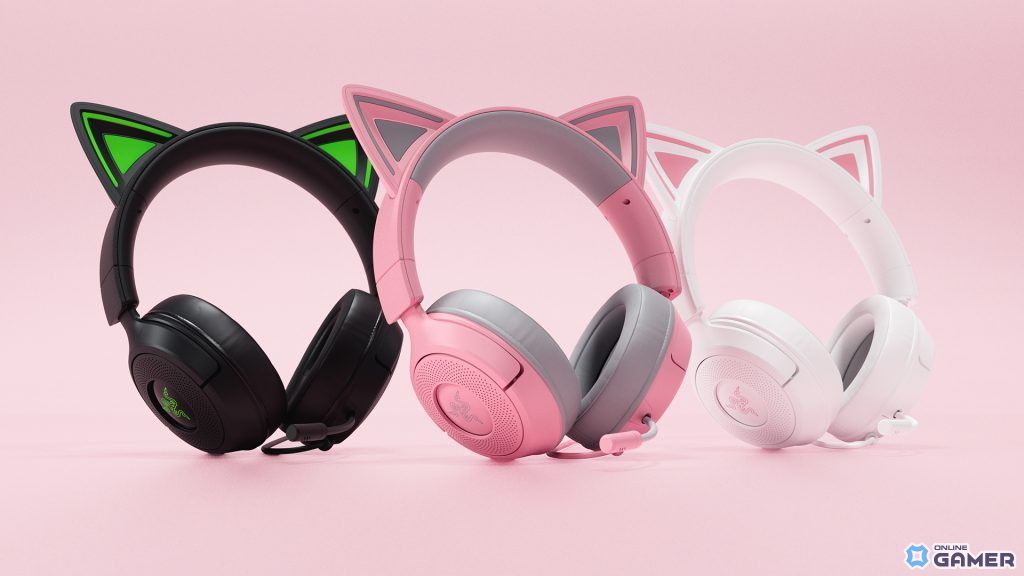 Razer「Kraken Kitty V3」シリーズ9月5日発売!ネコミミヘッドセットがブラック・ピンク・ホワイトで登場の画像