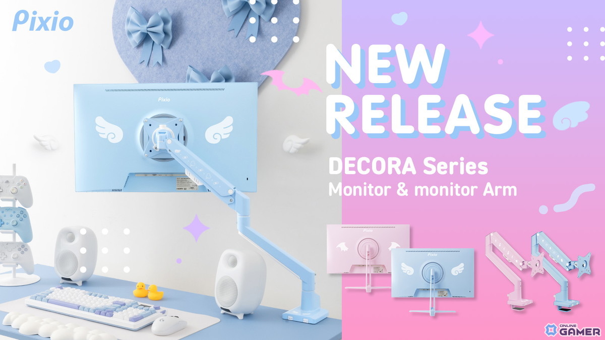 Pixio新シリーズ「Decora」登場!天使&悪魔モチーフのゲーミングモニターとアームを予約開始の画像