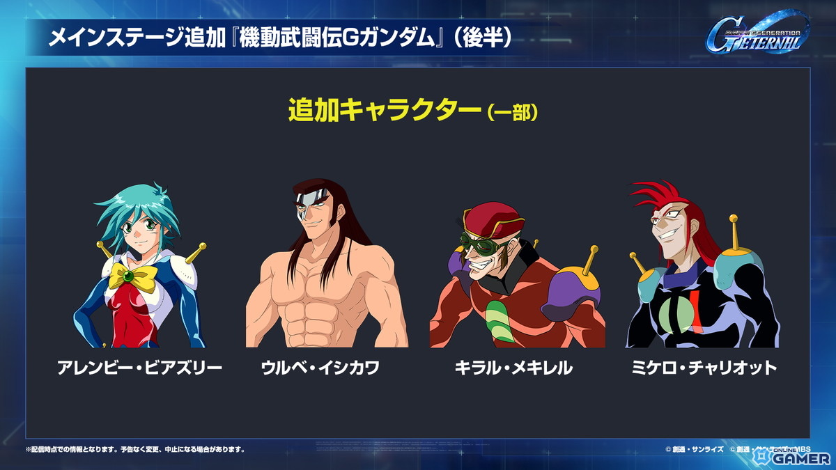 「SDガンダム ジージェネエターナル」メインステージに「機動戦士ガンダムUC」と「機動武闘伝Gガンダム」が9月30日に追加！の画像