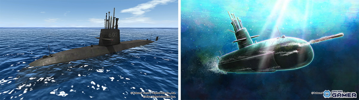 潜水「きたしお(異世界への船出)」 左:スクリーンショット 右:イラスト