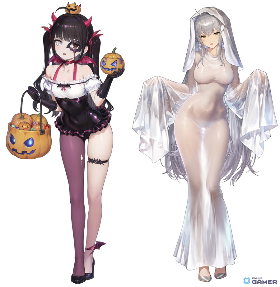 右）「かぼちゃ売りの少女 ソーニャ」　左）「サプライズゴースト グランヒルト」