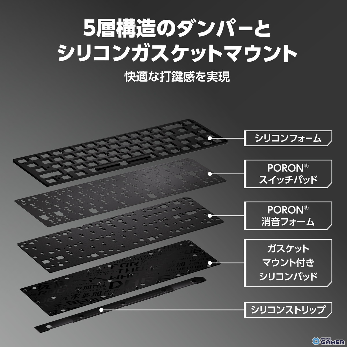 日本語配列＆磁気スイッチ搭載「ROG Falchion Ace HFX」登場　ラピッドトリガー対応の65％コンパクトゲーミングキーボードの画像