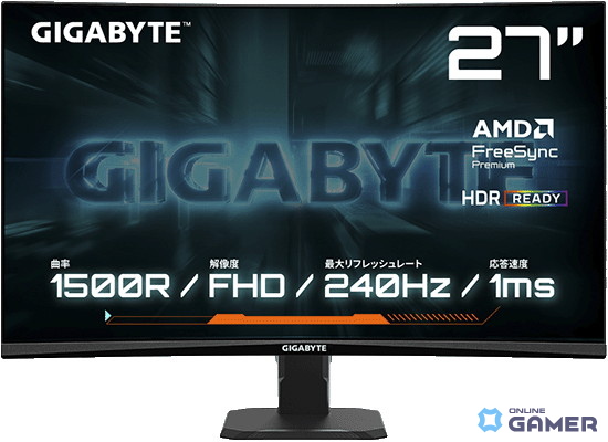 GIGABYTE、ネイティブ1500R曲面パネル搭載の27型ゲーミングモニター「GS27FC2」を11月7日に発売の画像