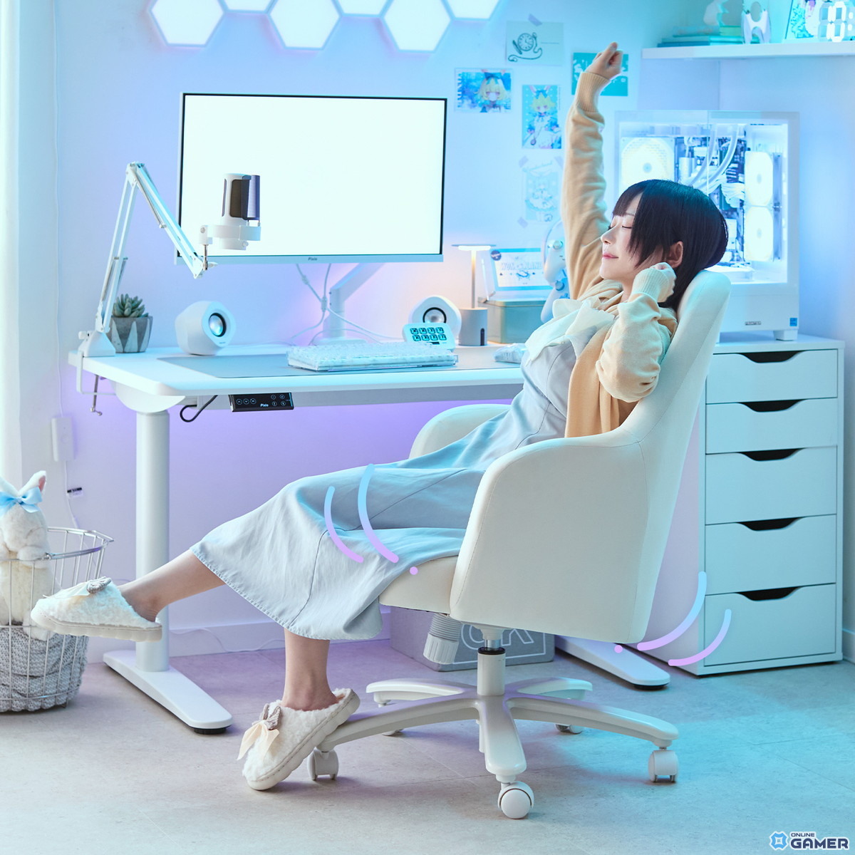 Pixioから「ゲーミングマシュマロチェア」登場！ふわもちベロア×曲線デザインで新しい座り心地を提案の画像