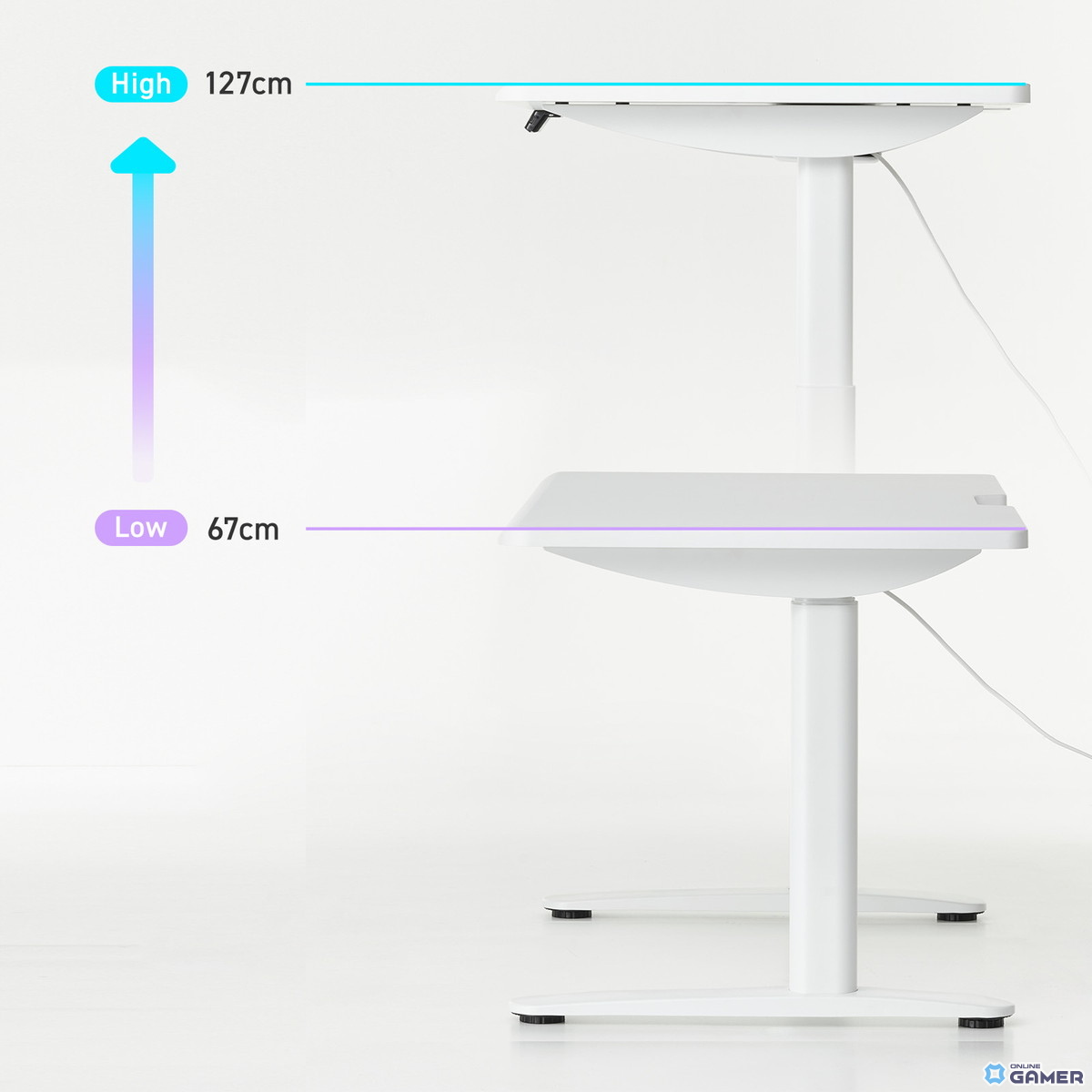 Pixio初のゲーミングデスク発売！電動昇降×オールホワイト×曲線デザインで理想のゲーム部屋を実現の画像