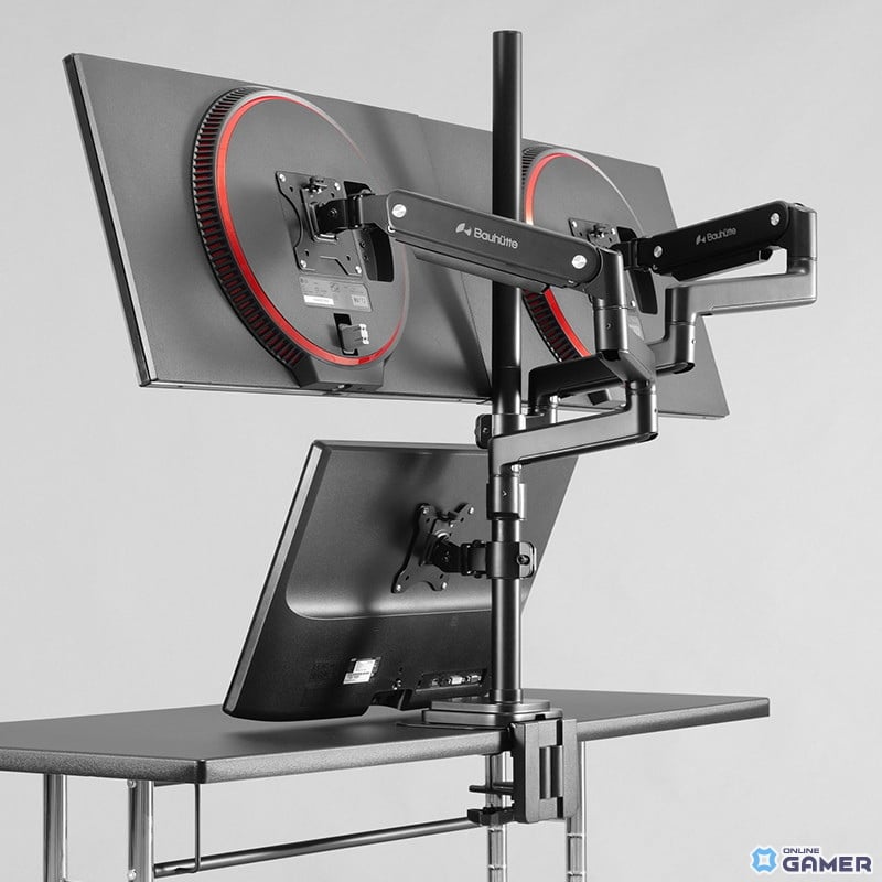寝姿勢でも3画面を自在に配置、Bauhutteのロングアーム採用マルチモニターアームが登場のスクリーンショット3