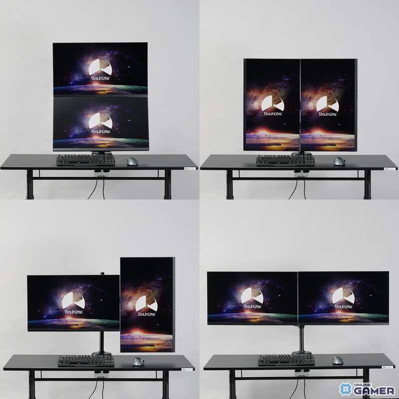 寝姿勢でも3画面を自在に配置、Bauhutteのロングアーム採用マルチモニターアームが登場の画像