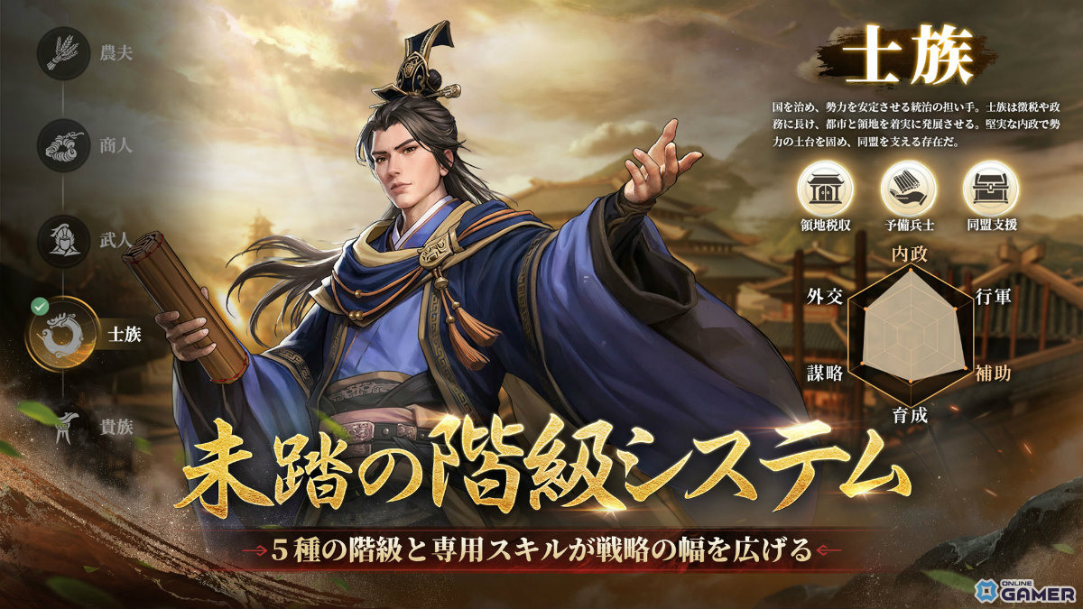 「三國志 王戦」事前登録開始!農夫・商人・武人・士族の階級スキルで乱世を制せのスクリーンショット3