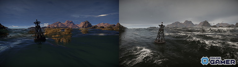 （左）旧海面（右）新海面