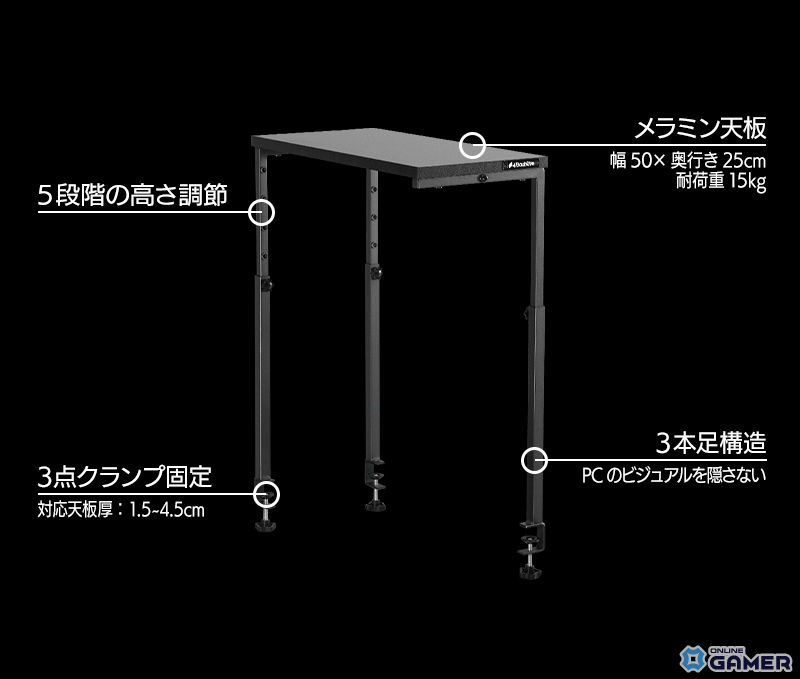 「BHP-50R」3本脚で視界を遮らないPC上ラック登場―フィギュアケース連結で空中展示ものスクリーンショット12